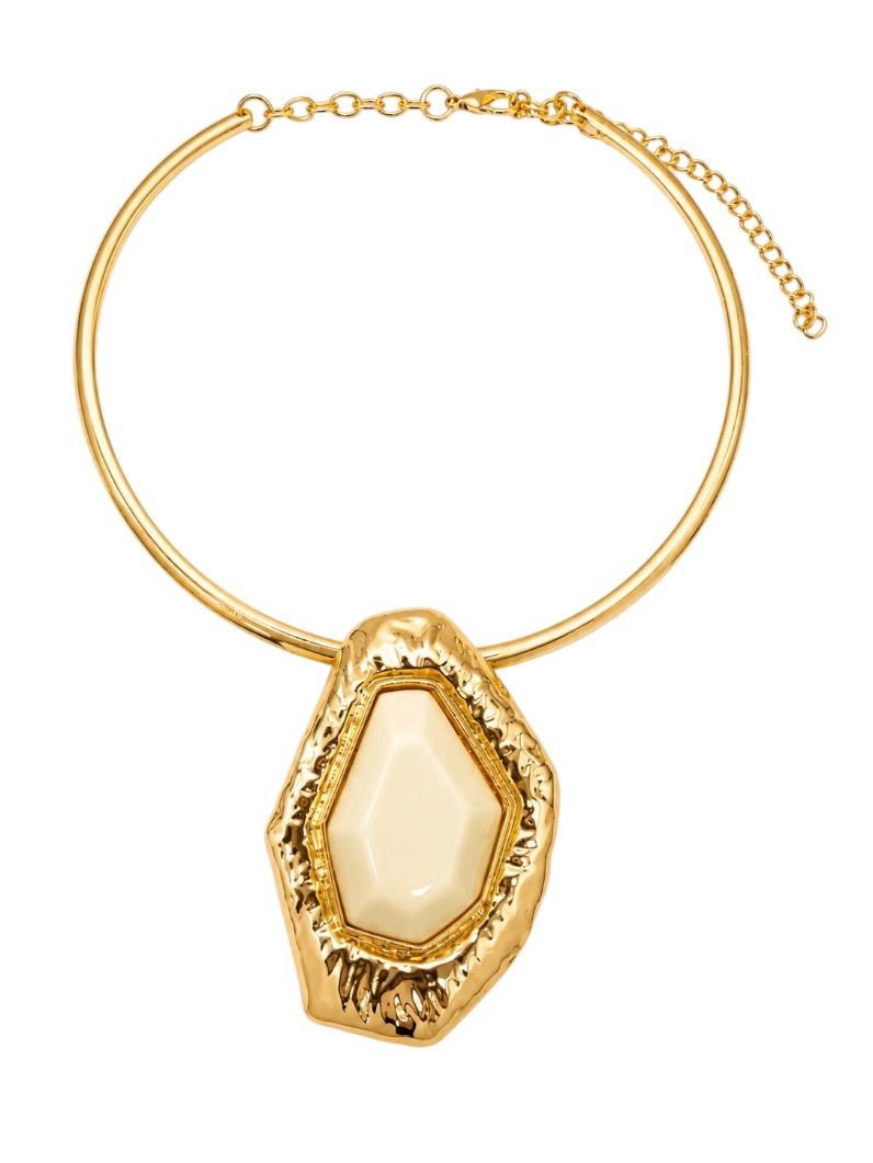 Choker Aro Folheado a Ouro 18k Forma Resinada e Martelada