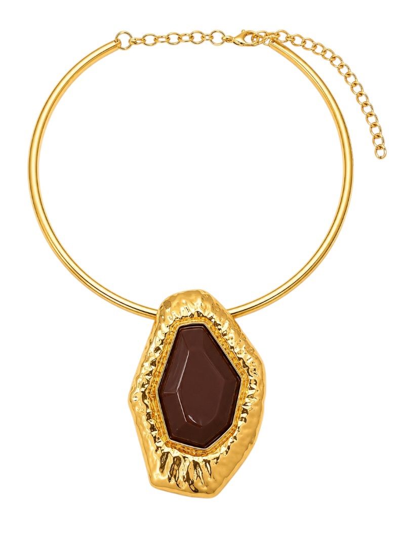 Choker Aro Folheado a Ouro 18k Forma Resinada e Martelada
