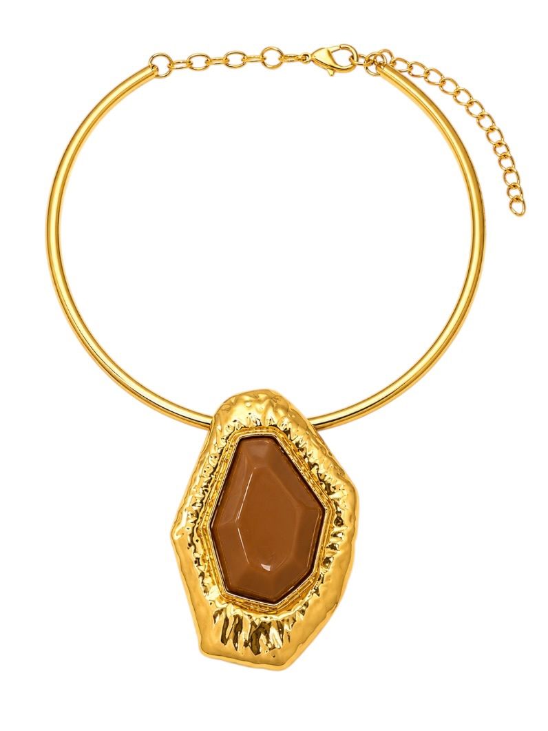 Choker Aro Folheado a Ouro 18k Forma Resinada e Martelada