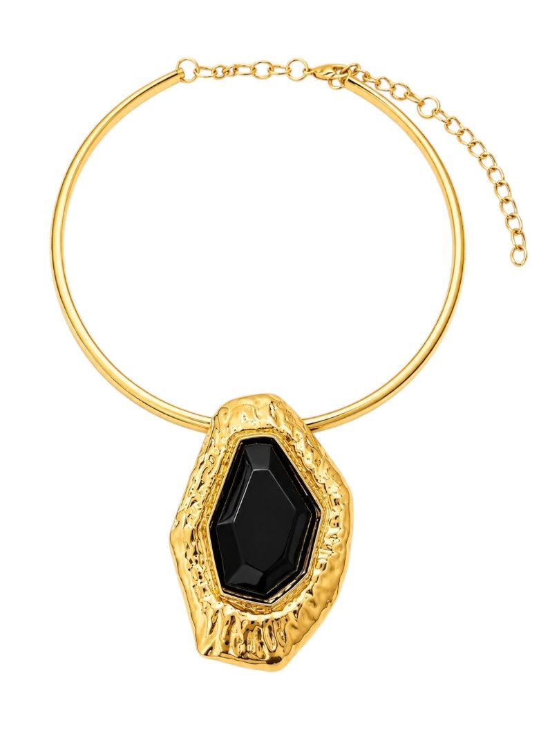 Choker Aro Folheado a Ouro 18k Forma Resinada e Martelada