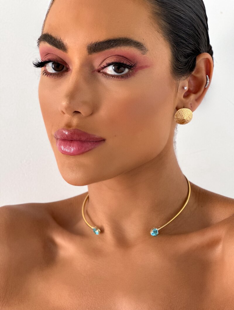 Choker Aro Folheado a Ouro 18K Ponteiras Zirconias