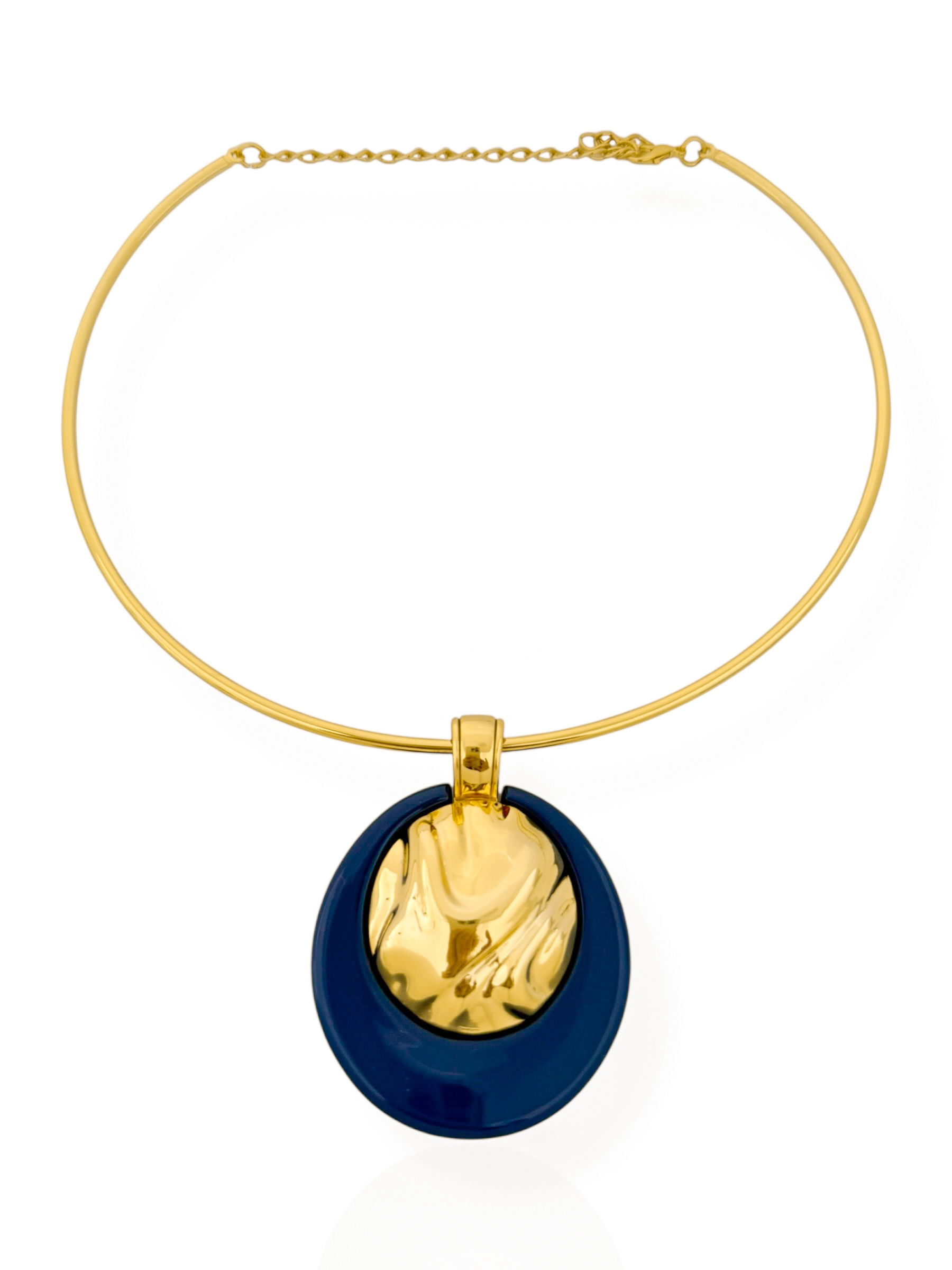 Choker Aro Semi Jóia Pingente Resinado e Martelado