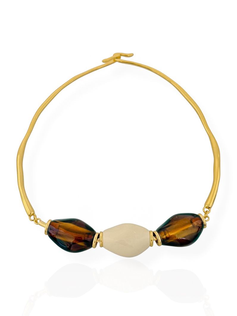 Choker Articulavel Semi Joia Pedras Naturais
