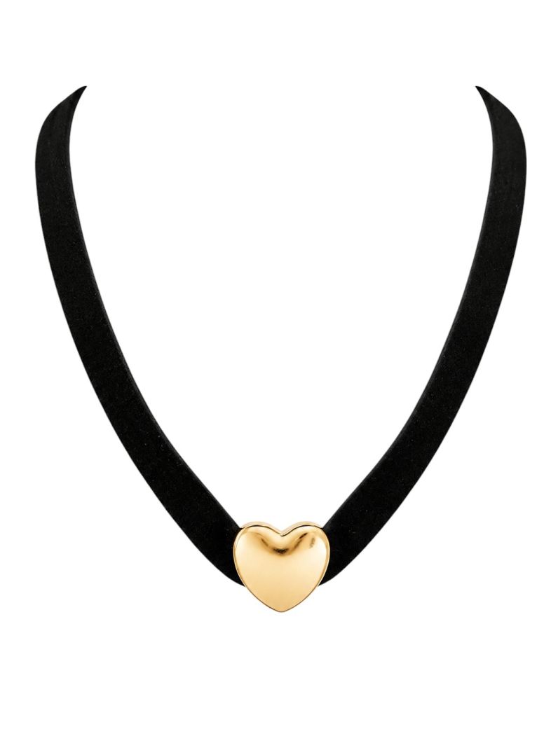 Choker Courinho Coração Liso Folheado a Ouro 18k