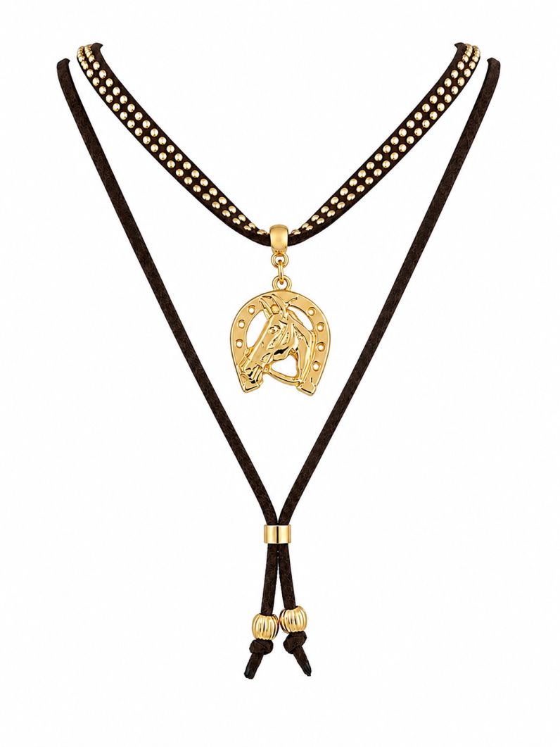 Choker Courinho Folheado a Ouro 18k Design Cavalo