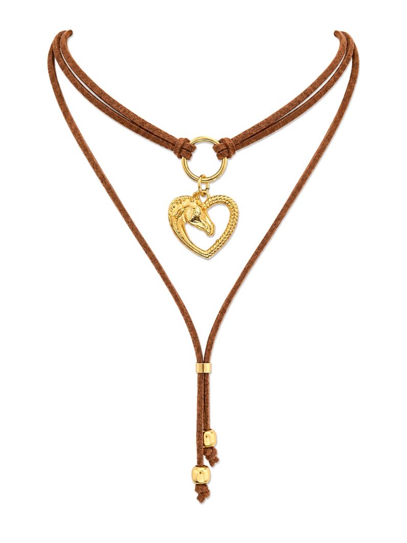 Choker Courinho Folheado a Ouro 18k Design Coração Horse