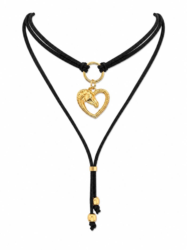 Choker Courinho Folheado a Ouro 18k Design Coração Horse