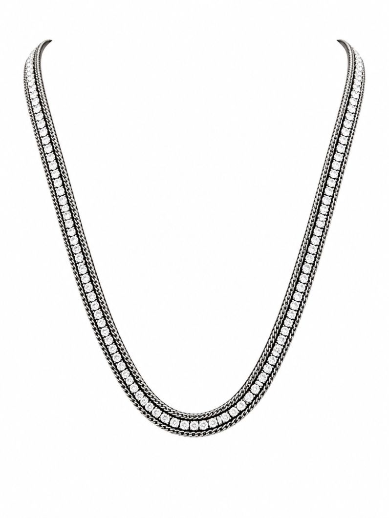 Choker Courinho Folheado a Prata Com Zircônia