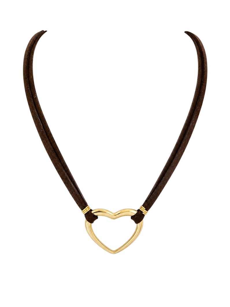 Choker Courinho Pingente Coração Folheado a Ouro 18k