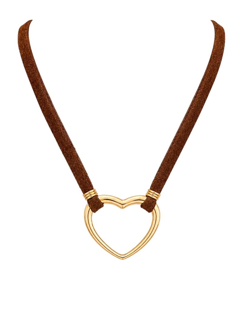 Choker Courinho Pingente Coração Folheado a Ouro 18k