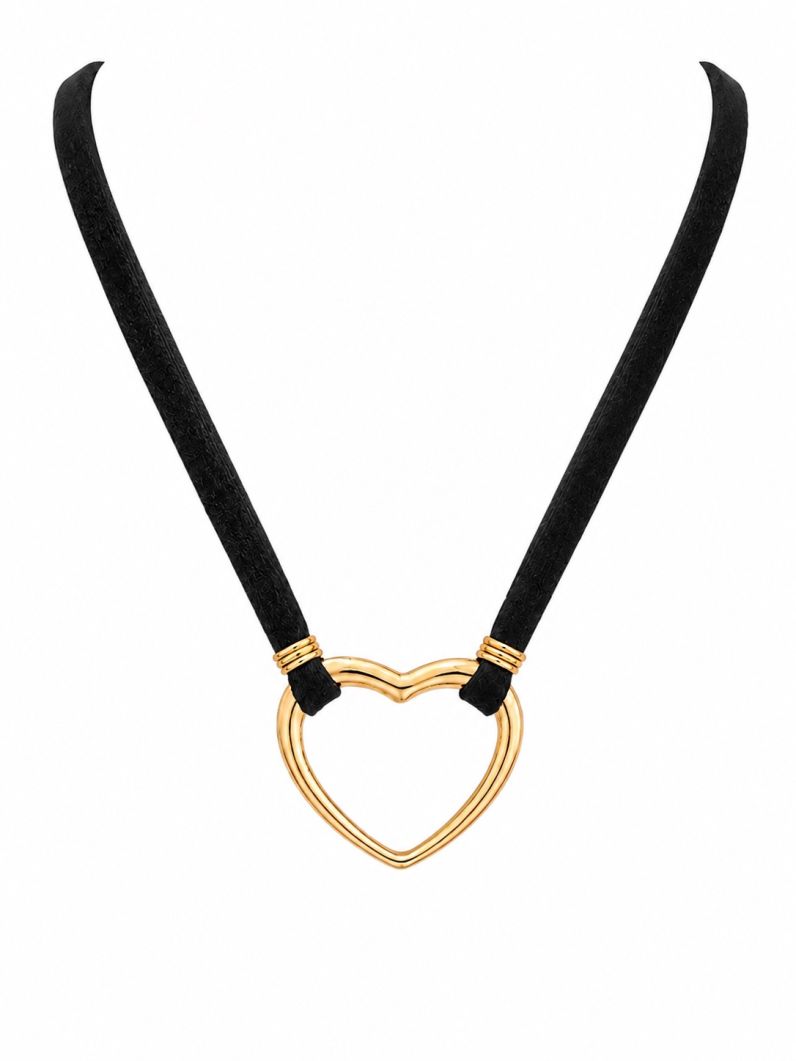 Choker Courinho Pingente Coração Folheado a Ouro 18k