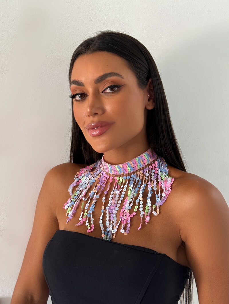 Choker de Lantejoulas Coloridas