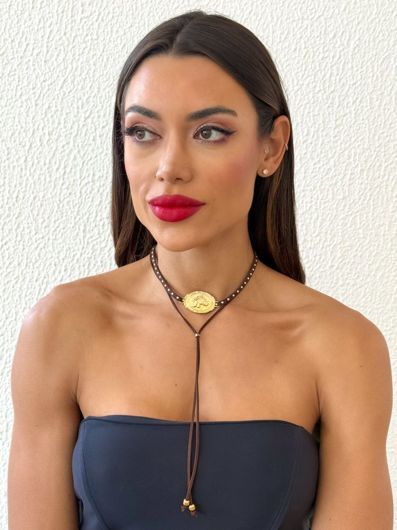 Choker Duplo Courinho Folheado a Ouro 18k Boho Chic