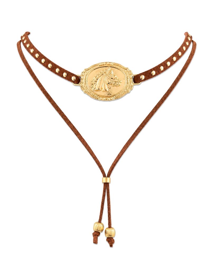 Choker Duplo Courinho Folheado a Ouro 18k Boho Chic