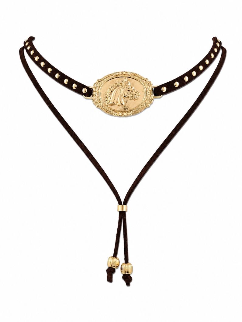 Choker Duplo Courinho Folheado a Ouro 18k Boho Chic