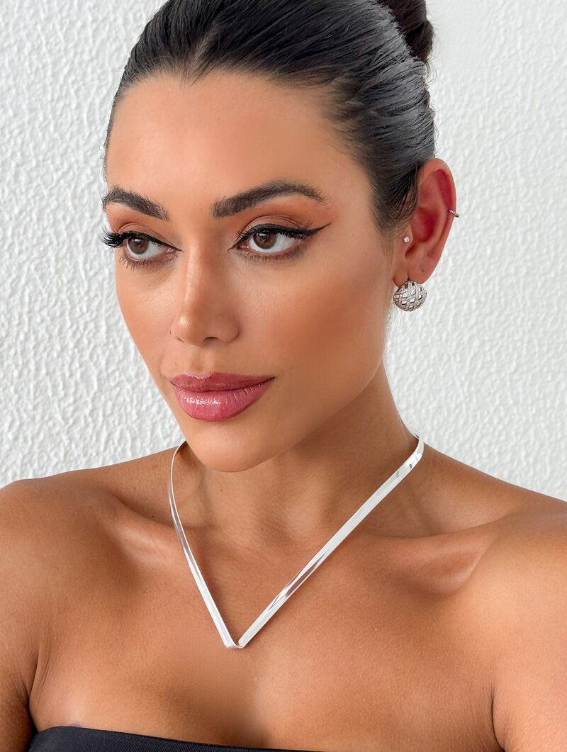 Choker Folheada a Ouro 18k e Prata 925 Aro Design V