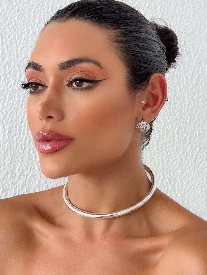 Choker Folheada a Ouro 18k e Prata 925 Aro Liso Baloado