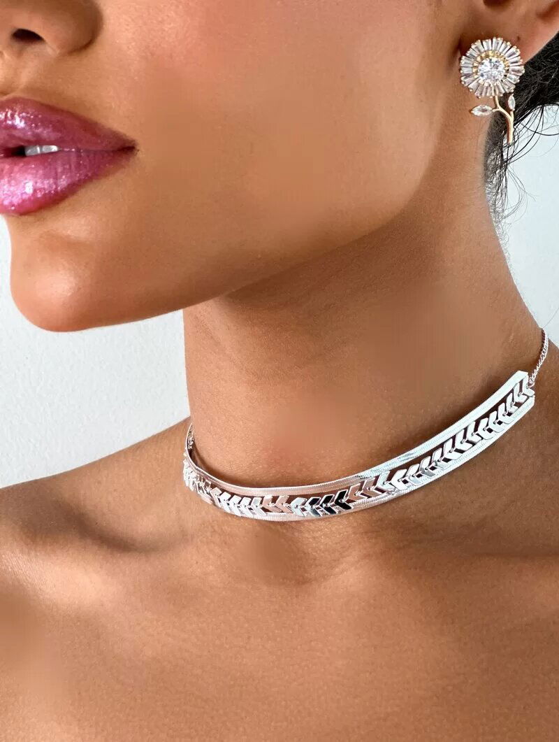 Choker Folheada a Ouro 18k e Prata 925 Fita Laminada com Escamas