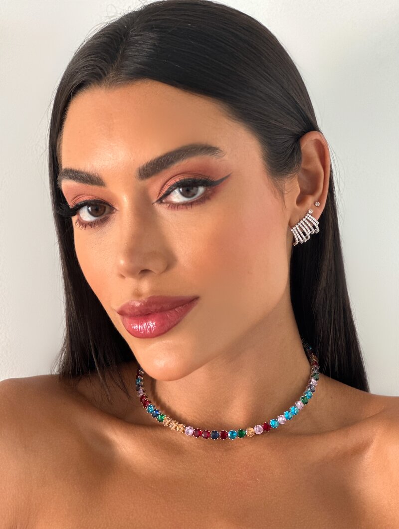 Choker Folheada a Ouro 18k e Prata Aro com Zircônias