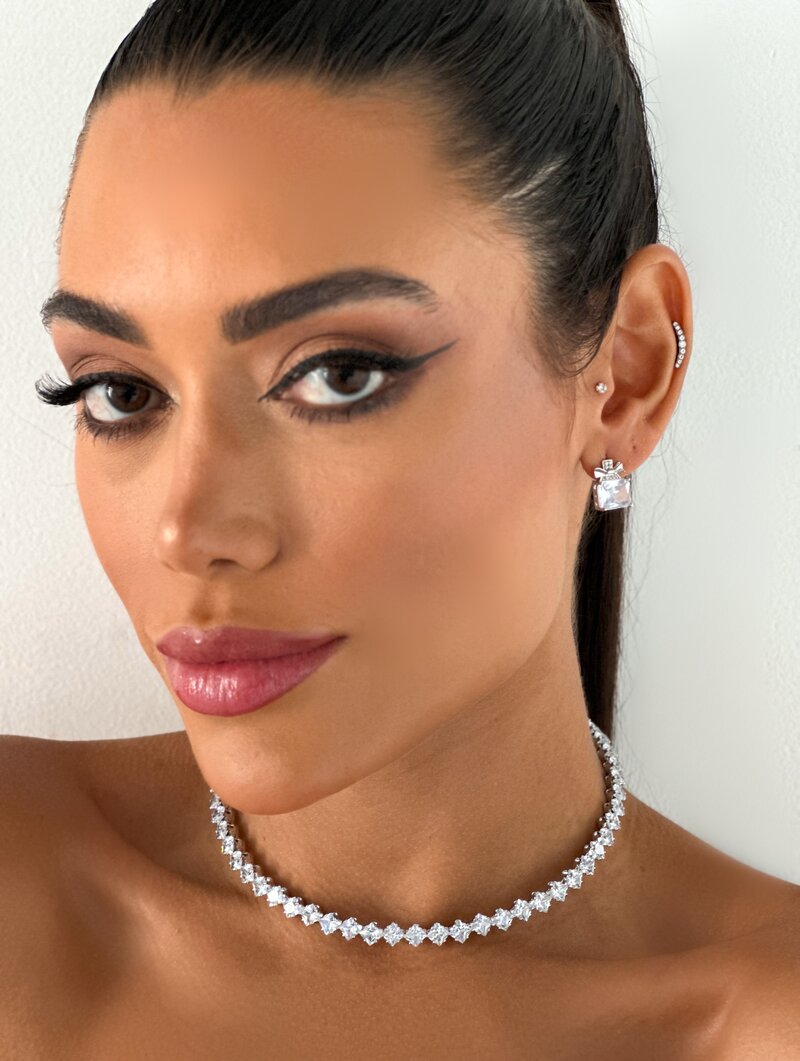 Choker Folheada a Ouro 18k e Prata Aro de Zircônias