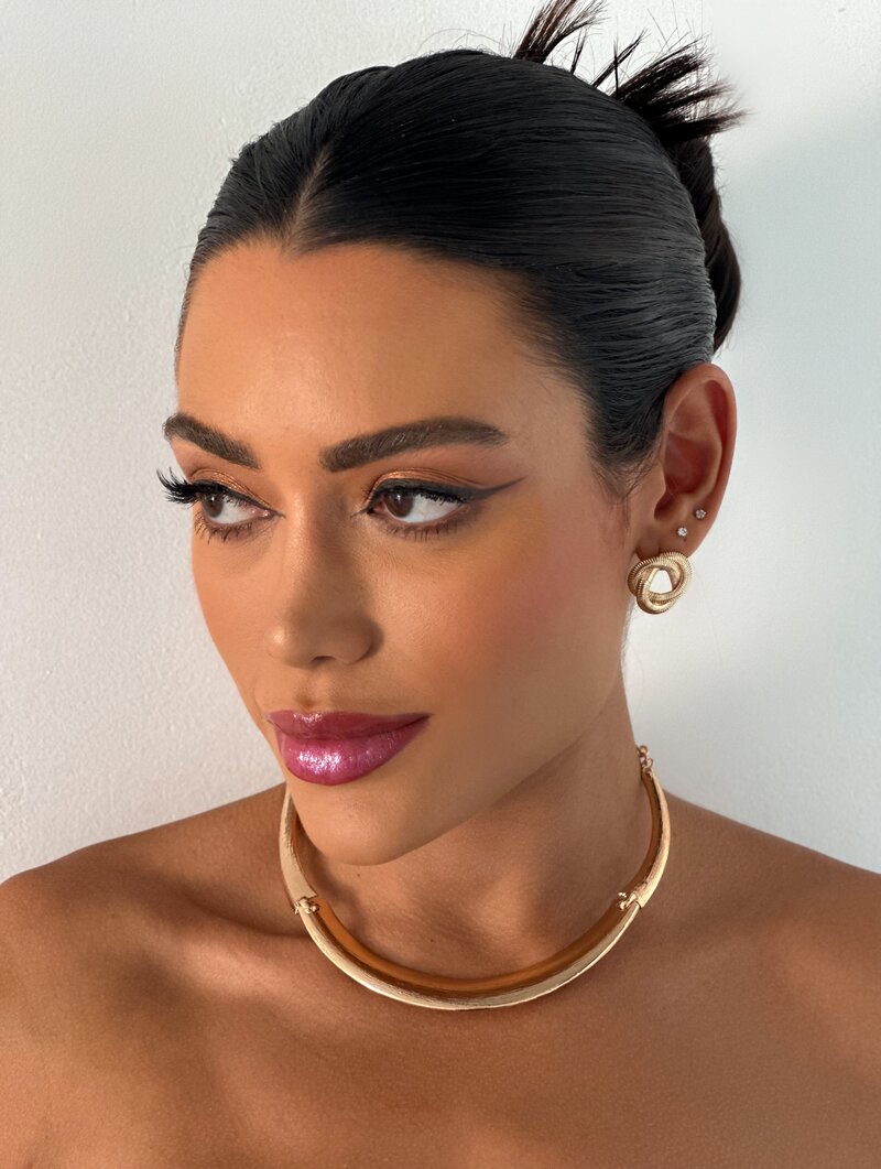Choker Folheada a Ouro 18k e Prata Aro Escovado Liso