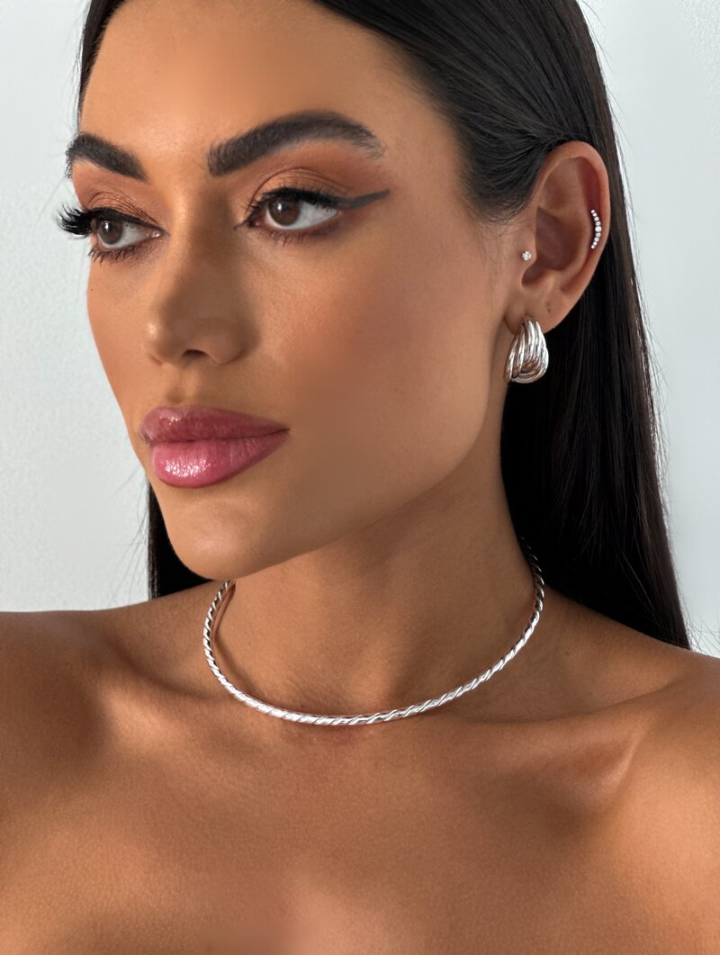 Choker Folheada a Ouro 18k e Prata Aro Fino Torcido
