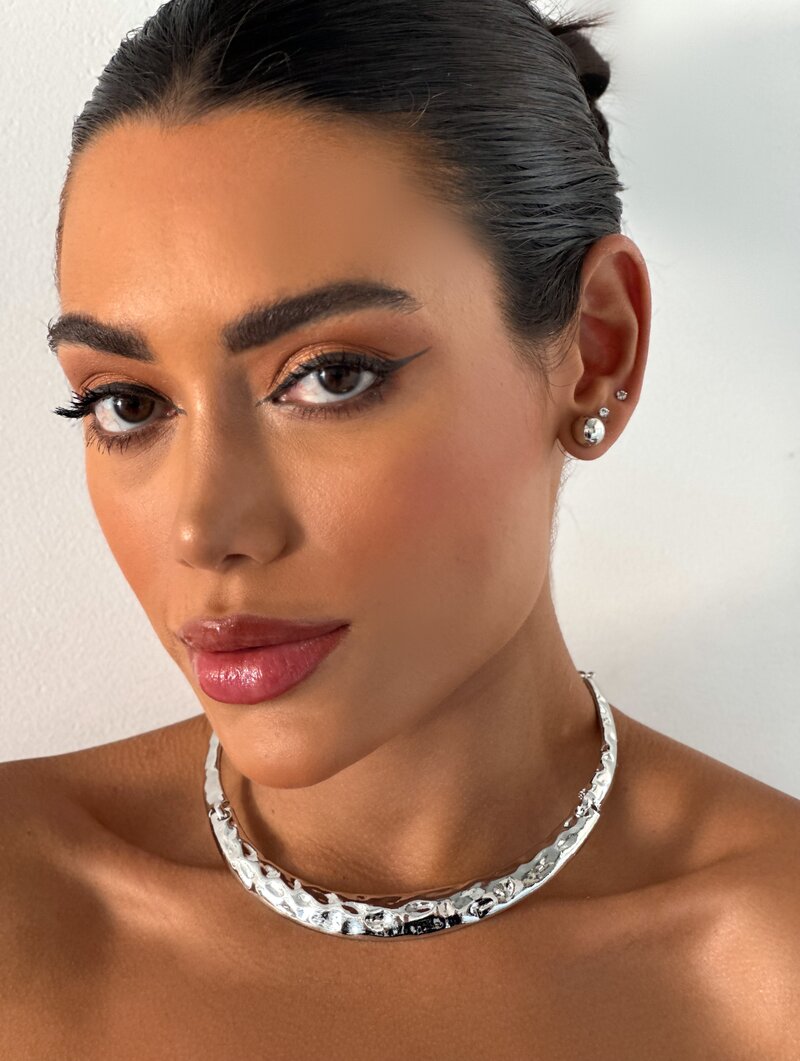 Choker Folheada a Ouro 18k e Prata Aro Martelado