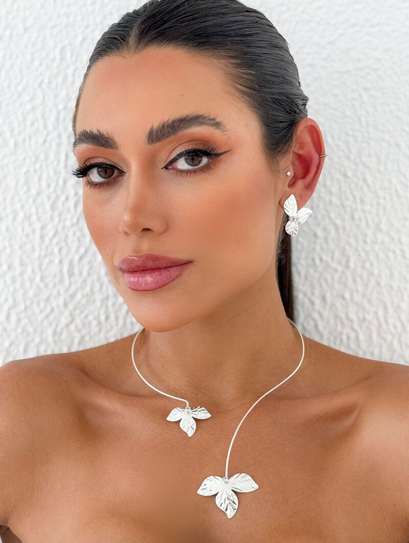 Choker Folheado a Ouro 18k a Prata Aro com Folhas Texturizadas
