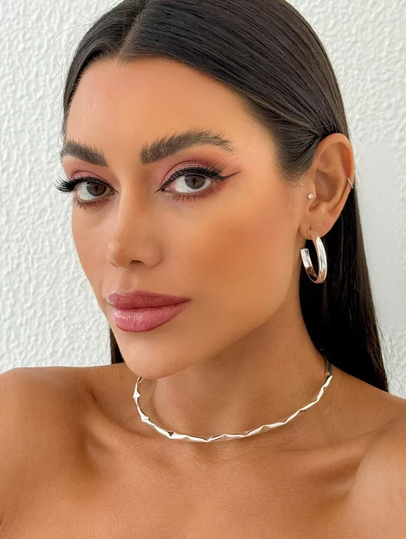 Choker Folheado a Ouro 18k a Prata Aro Martelado