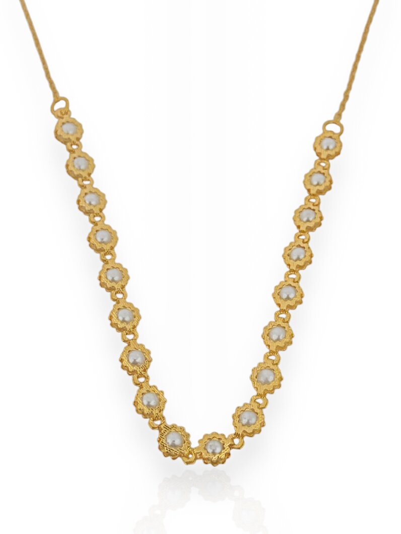 Choker Folheado a Ouro 18k Com Pérola Encapsulada Com Pérola