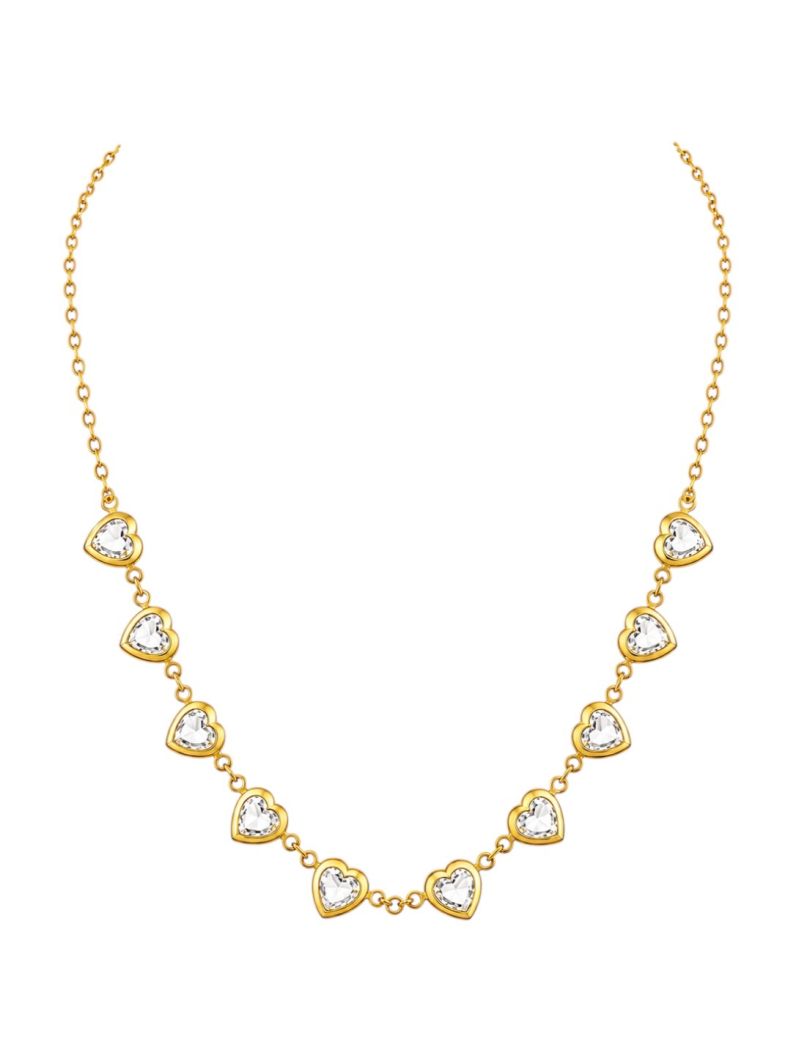 Choker Folheado a Ouro 18k Corações Cristal