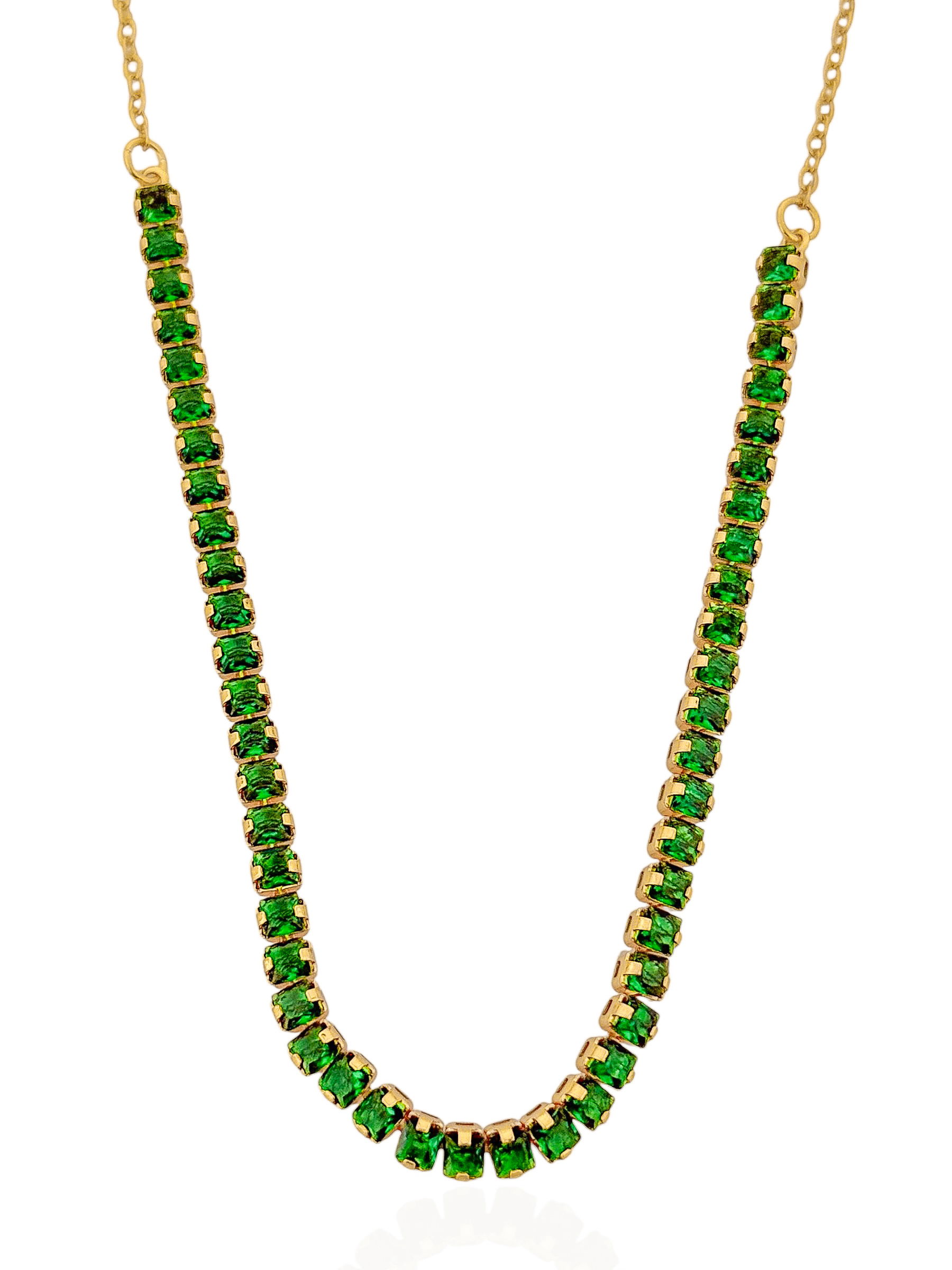 Choker Folheado a Ouro 18k Cordão Cravejado Verde