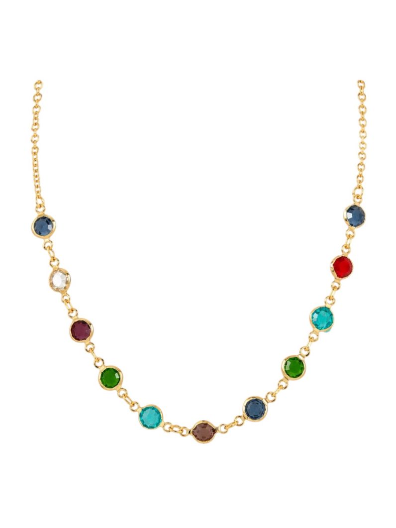 Choker Folheado a Ouro 18k Cristais Colorido