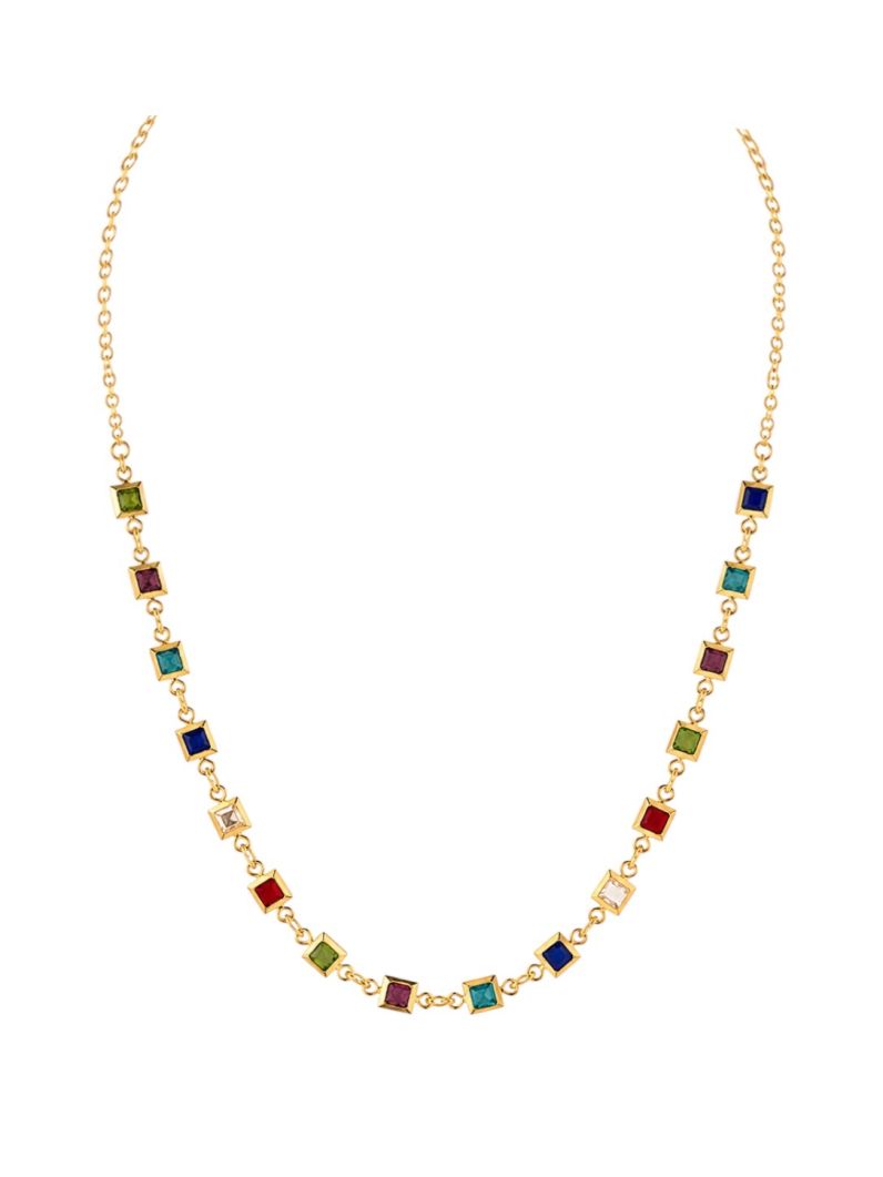 Choker Folheado a Ouro 18k Cristais Coloridos