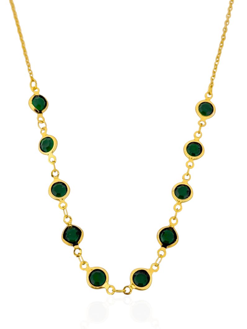 Choker Folheado a Ouro 18k Cristais Verdes