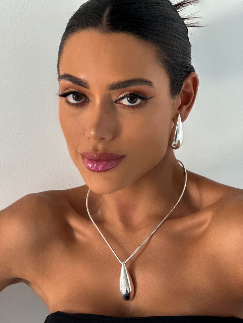 Choker Folheado a Ouro 18k e Prata 925 Aro com Gota Lisa