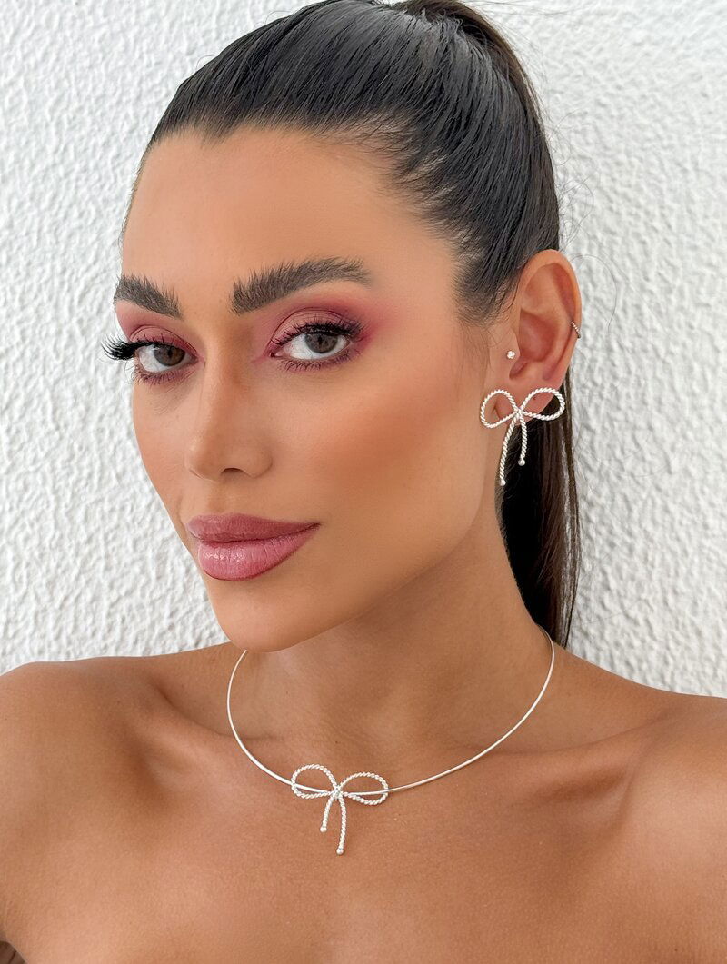 Choker Folheado a Ouro 18k e Prata 925 Aro com Laço