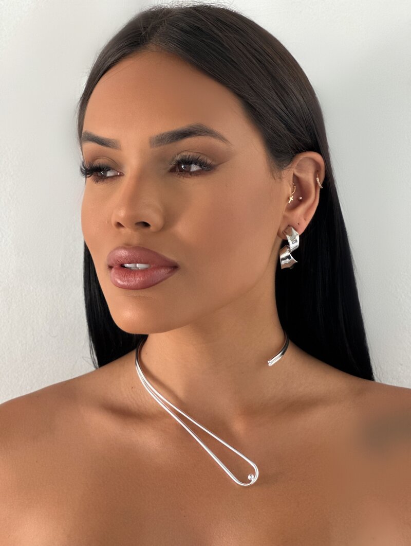 Choker Folheado a Ouro 18k e Prata 925 Aro Dois Fios