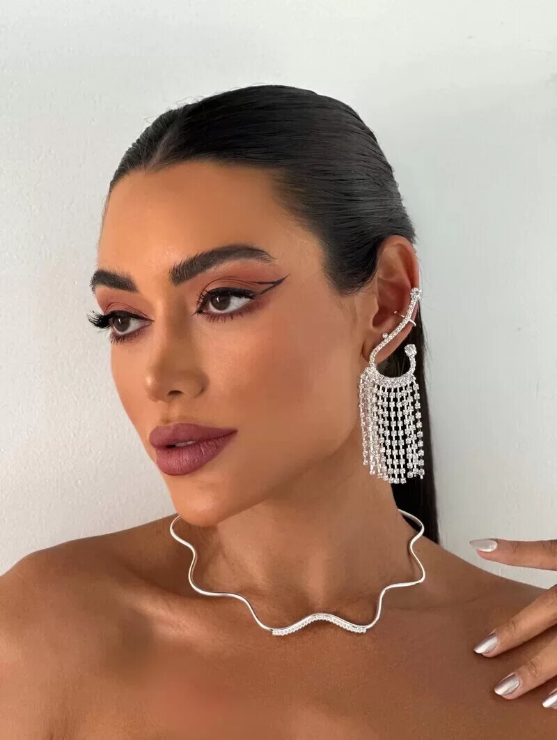 Choker Folheado a Ouro 18k e Prata 925 Aro Ondulado com Zircônia