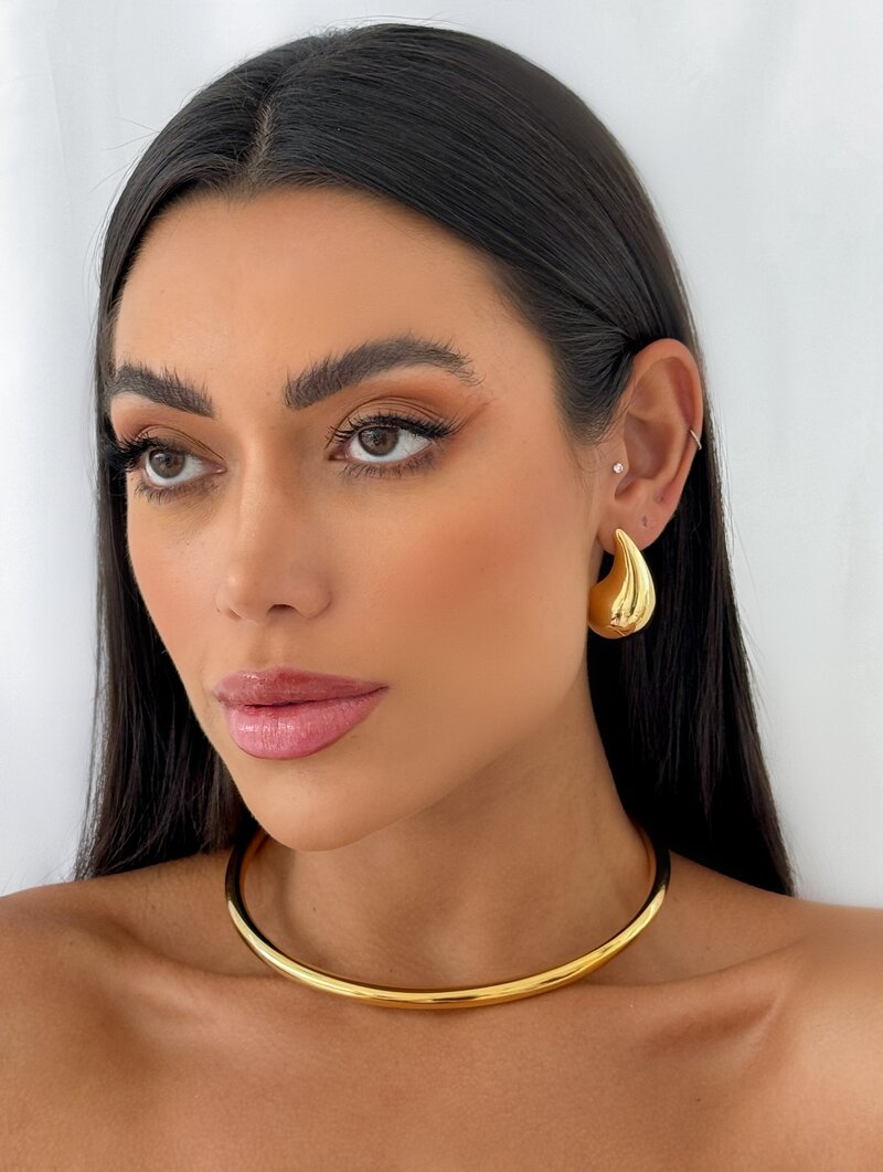 Choker Folheado a Ouro 18k e Prata Aro Boloado Liso