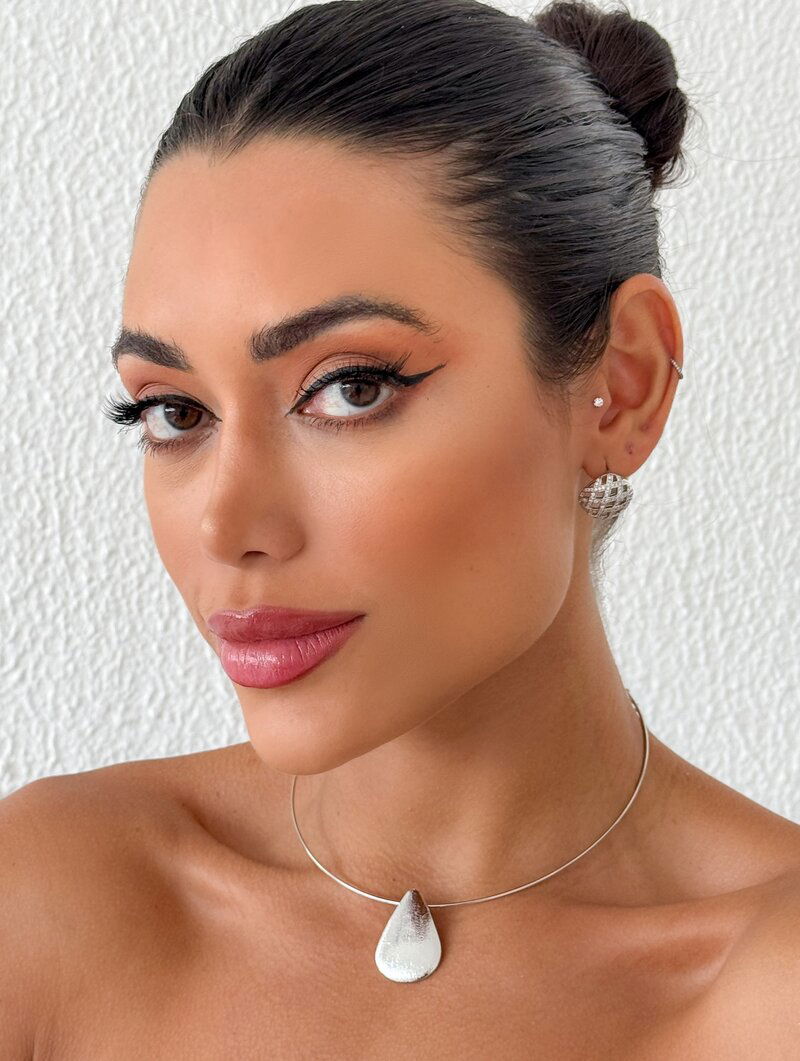 Choker Folheado a Ouro 18k e Prata Aro com Gota Escovada
