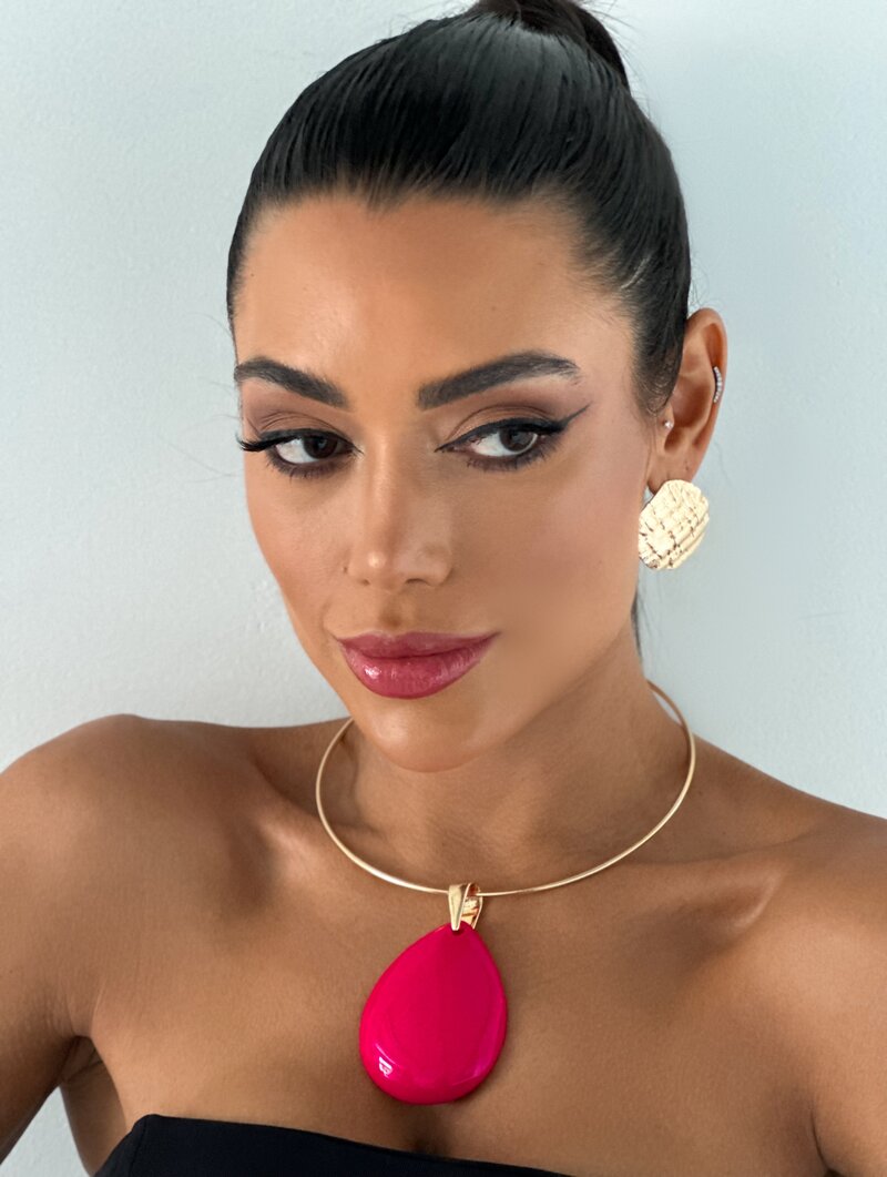 Choker Folheado a Ouro 18k e Prata Aro com Maxi Gota Resinada