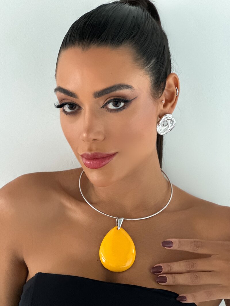Choker Folheado a Ouro 18k e Prata Aro com Maxi Gota Resinada