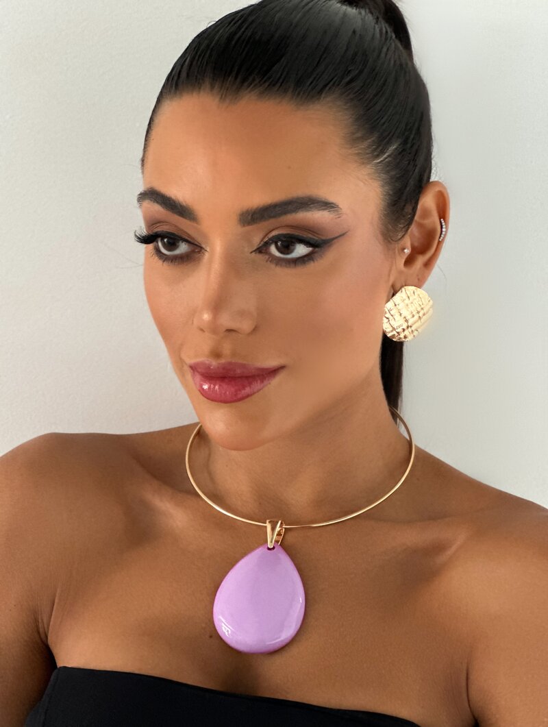 Choker Folheado a Ouro 18k e Prata Aro com Maxi Gota Resinada