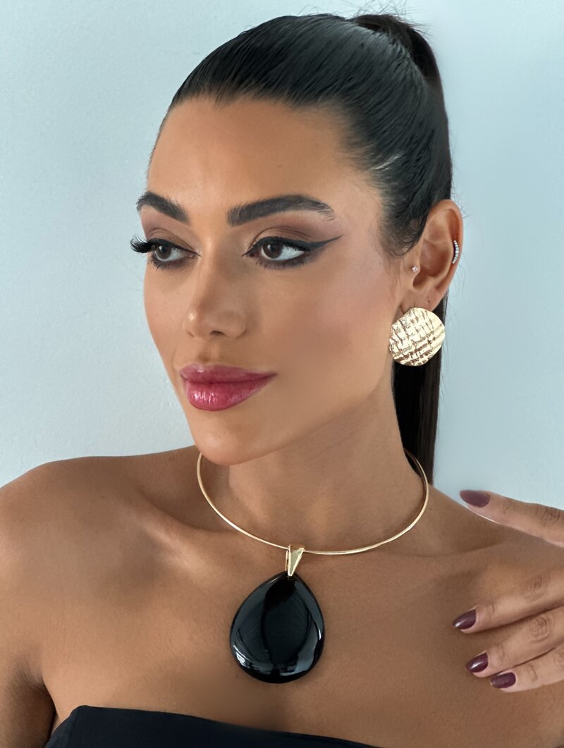 Choker Folheado a Ouro 18k e Prata Aro com Maxi Gota Resinada