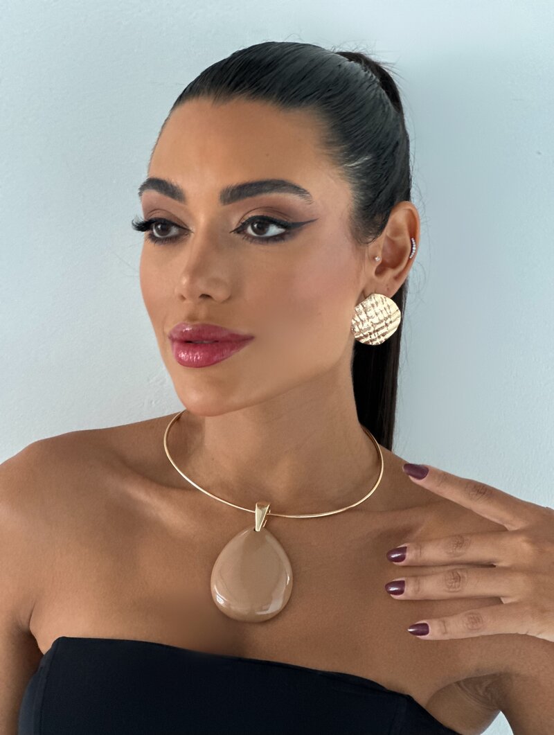 Choker Folheado a Ouro 18k e Prata Aro com Maxi Gota Resinada