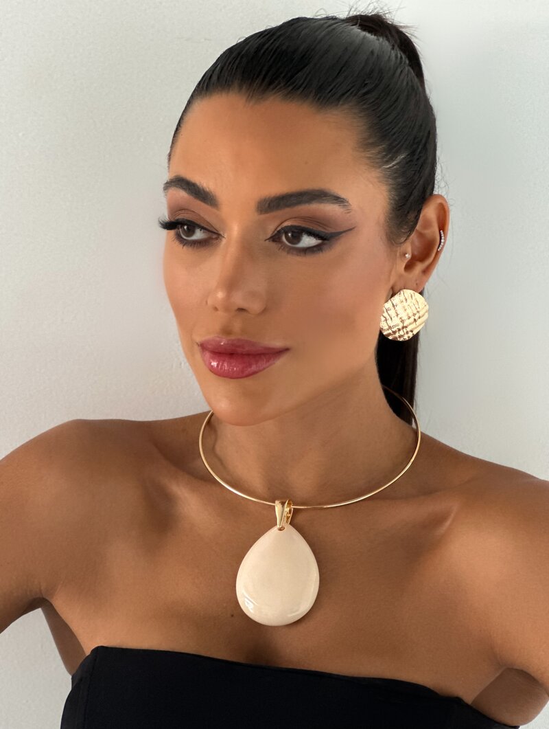 Choker Folheado a Ouro 18k e Prata Aro com Maxi Gota Resinada