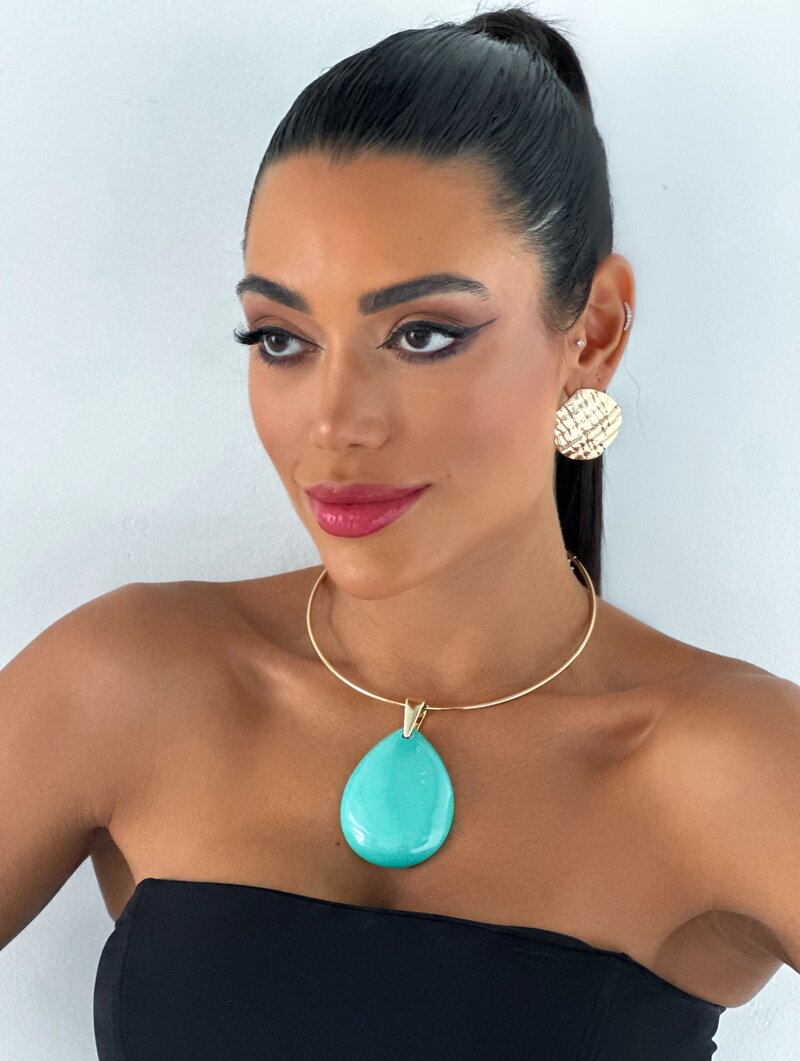 Choker Folheado a Ouro 18k e Prata Aro com Maxi Gota Resinada