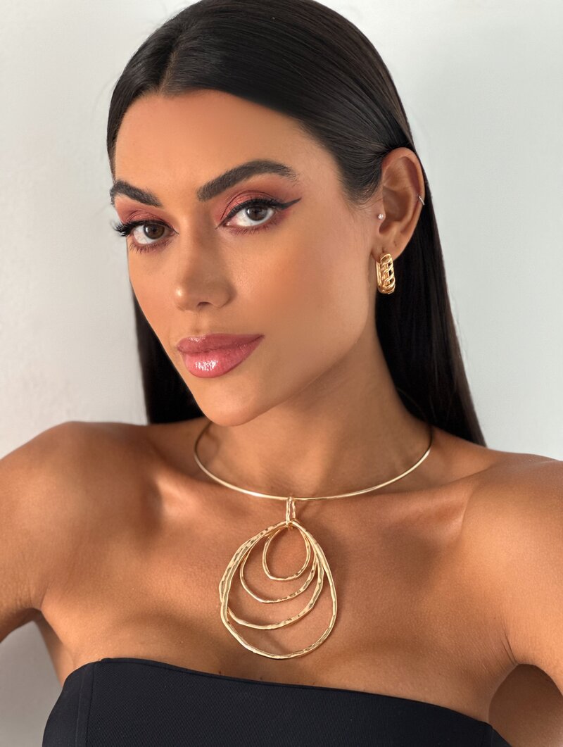 Choker Folheado a Ouro 18k e Prata Aro com Pingente Maxi
