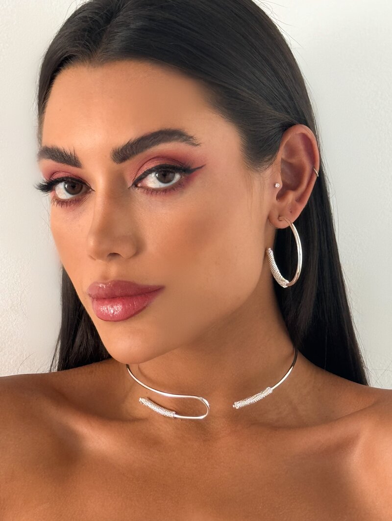 Choker Folheado a Ouro 18k e Prata Aro com Ponta Texturizada